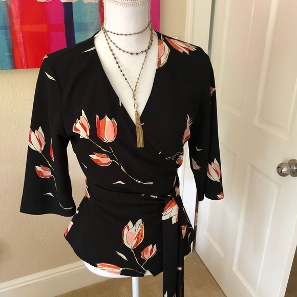 Zara Tops - GORGEOUS ZARA FLORAL WRAP TOP. NEVER WORN